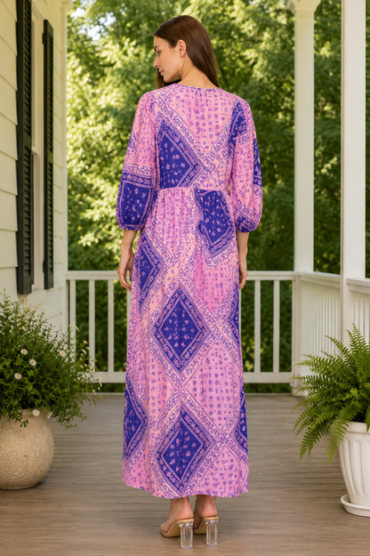 Crystal Pink & Purple Patchwork Dress