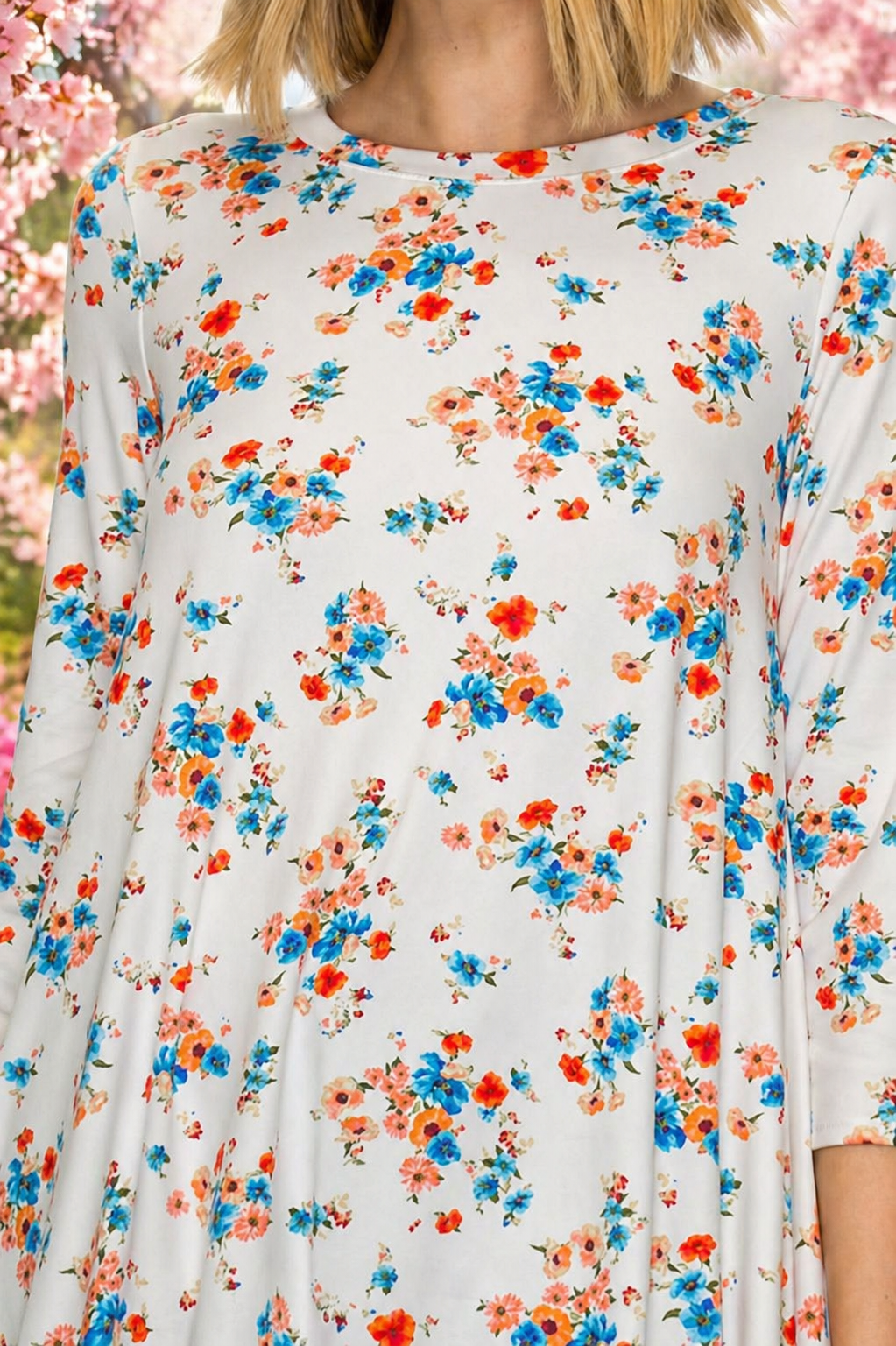 Sarah White Floral Hi Low Tunic