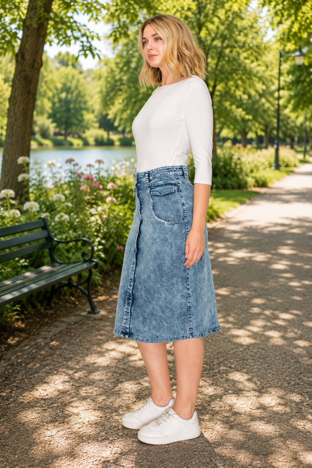 Stonewashed Denim Skirt