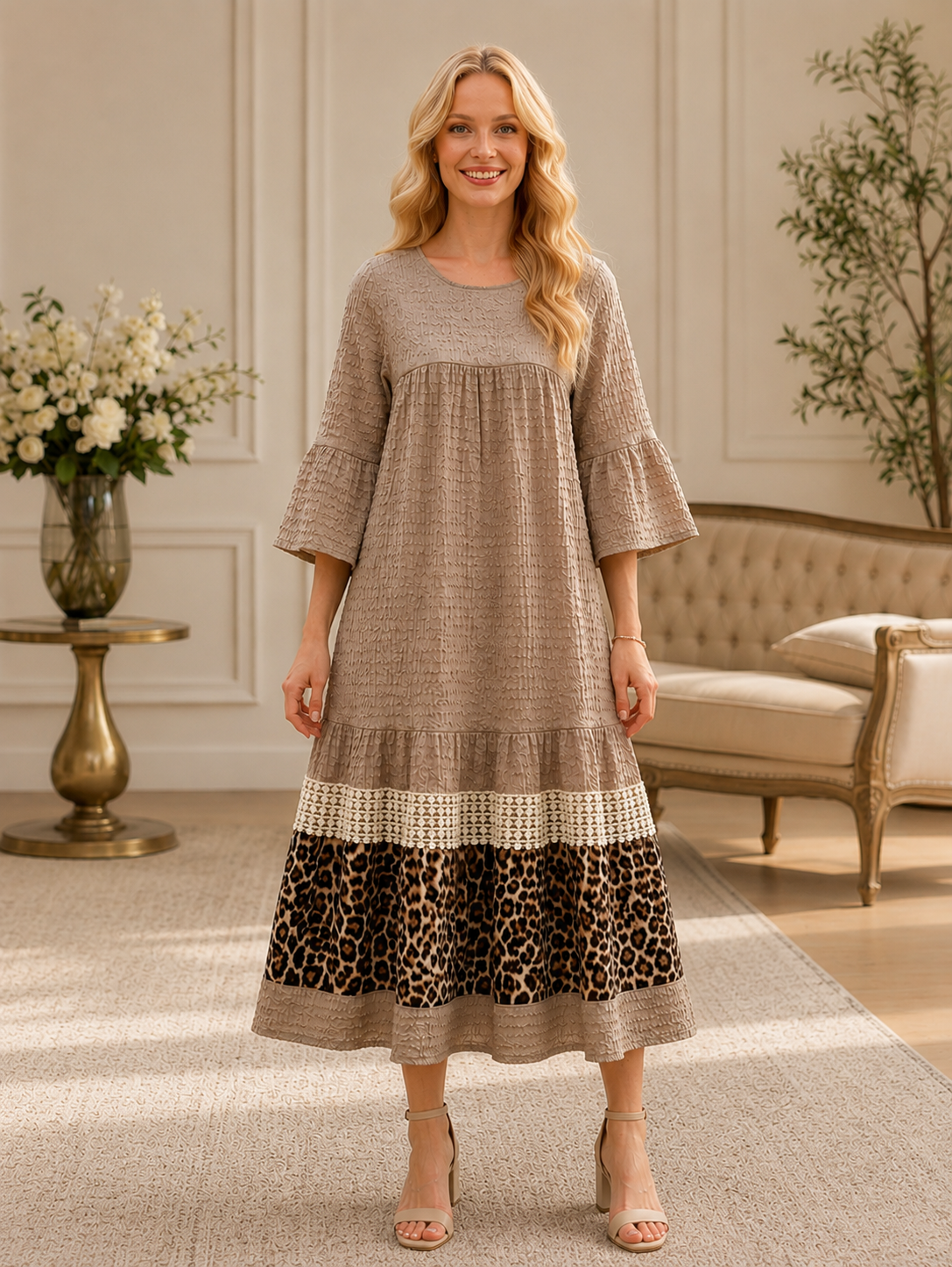 Keeley Tan Leopard Dress