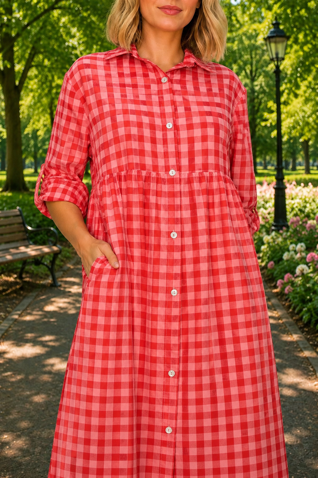 Red Gingham Dress (Oversized) 50% Off when added to cart-Final Sale-no returns, exchanges or refunds