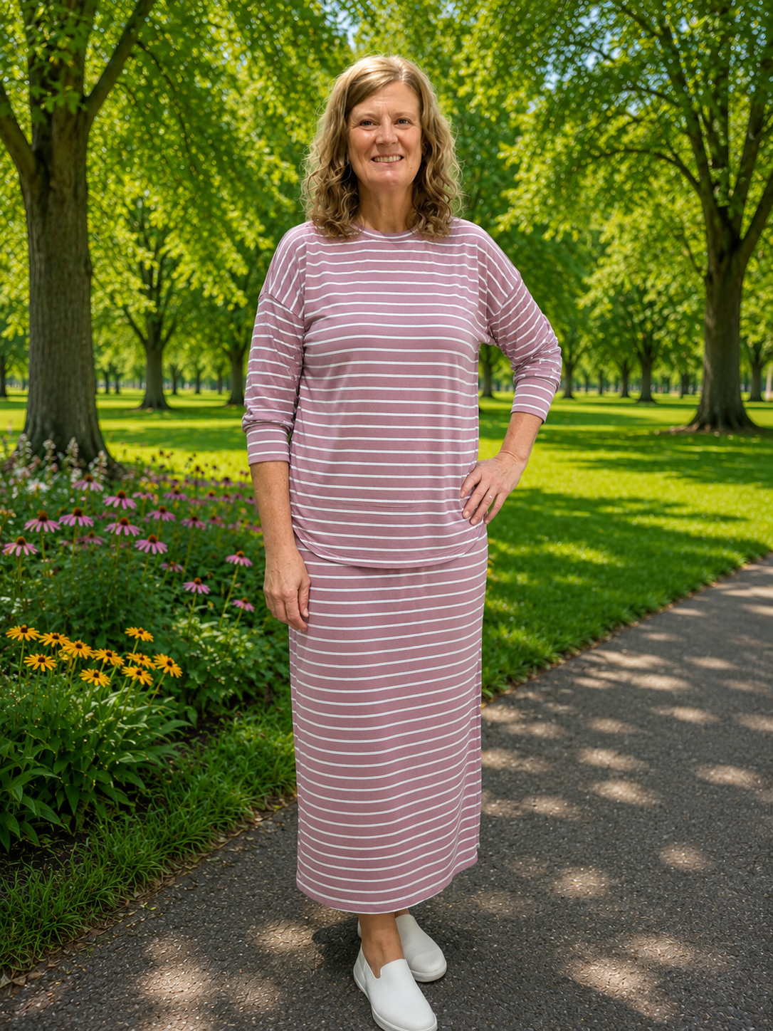 Striped Skirt Set-2 Colors