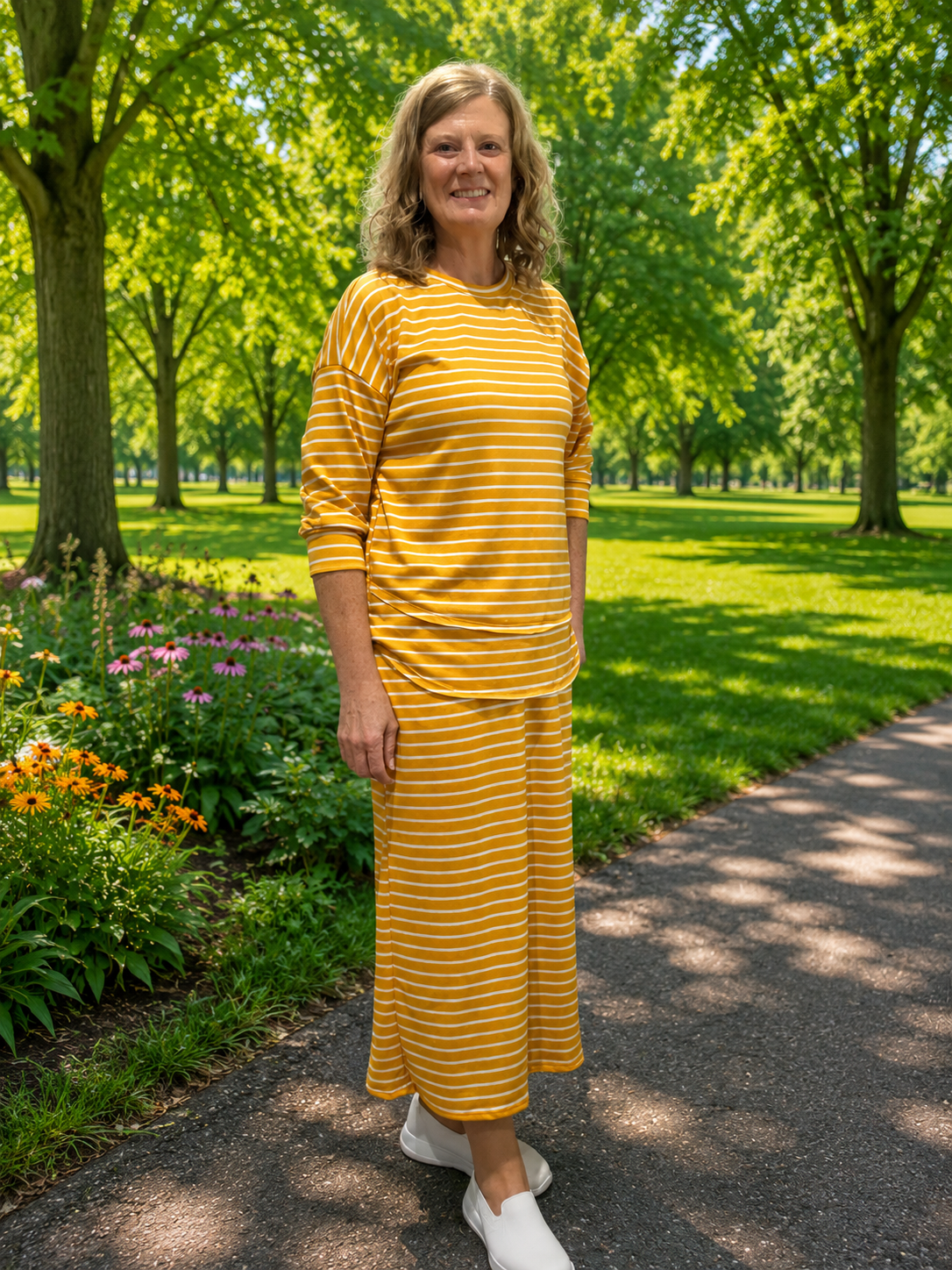 Striped Skirt Set-2 Colors