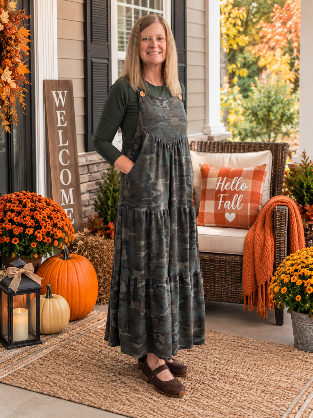 Green Camo Overall Dress