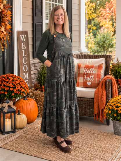 Green Camo Overall Dress