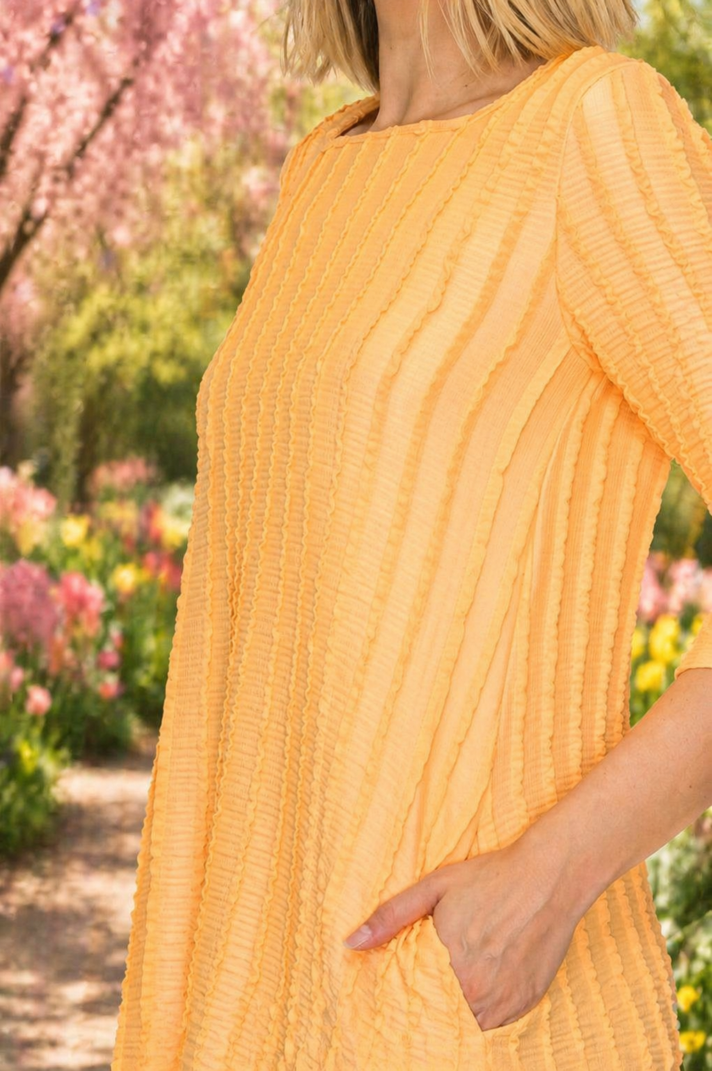 Soft Sunshine Crinkle Midi Dress