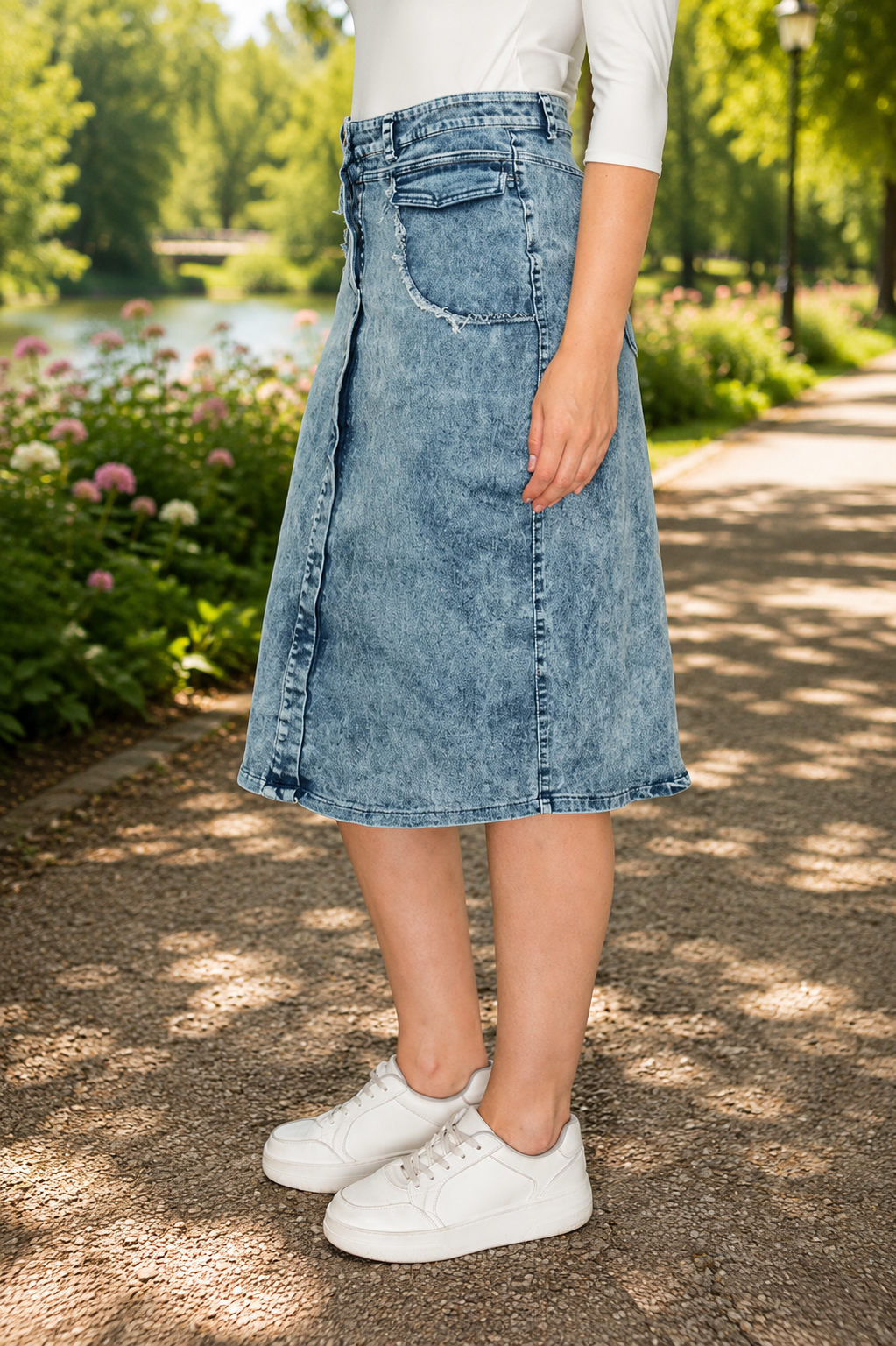 Stonewashed Denim Skirt