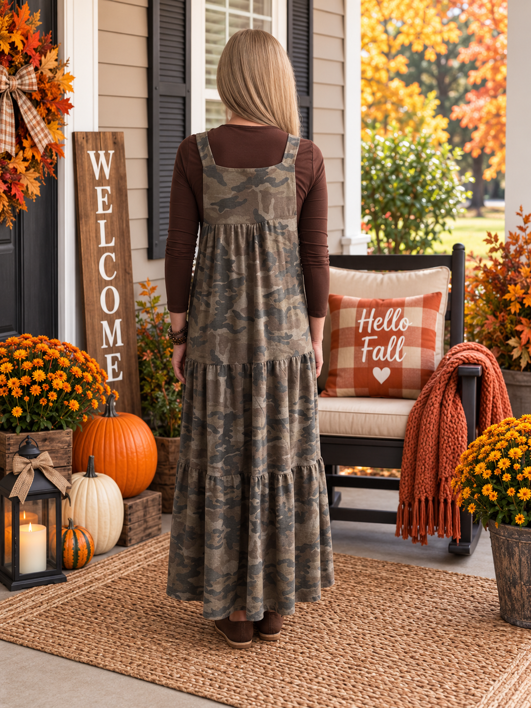 Brown Camo Overall Dress