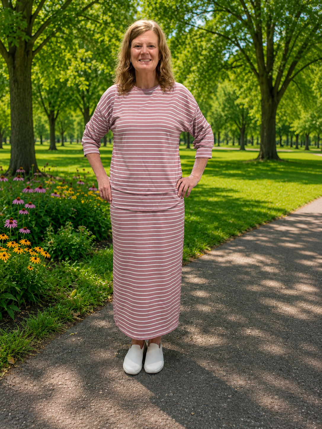 Striped Skirt Set-2 Colors