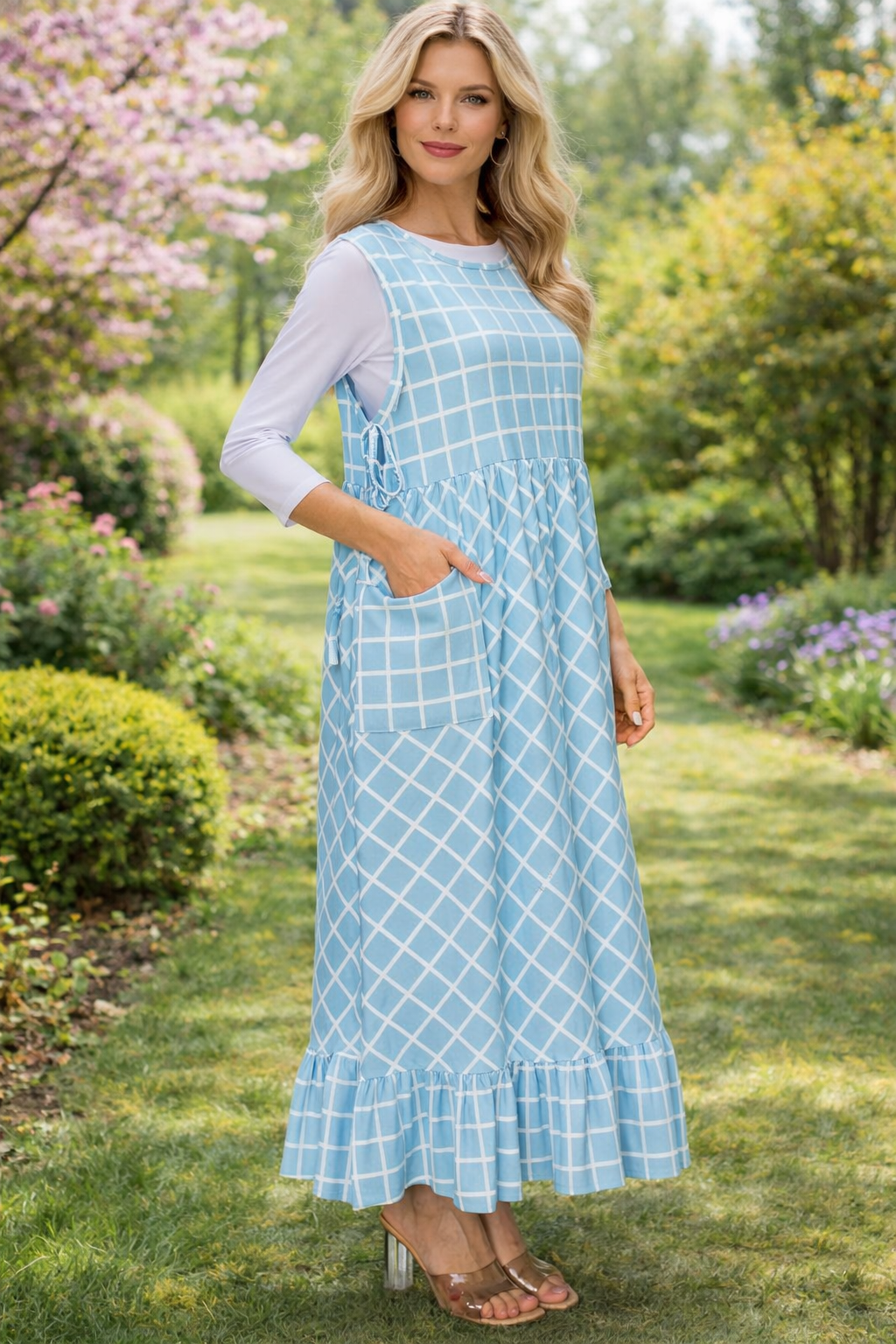 Blue & White Grid Jumper