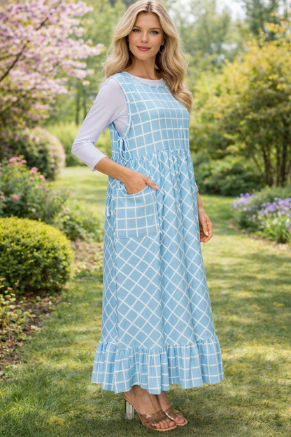 Blue & White Grid Jumper