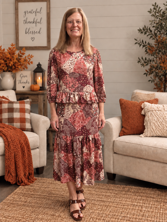 Darcy Burgundy Patch Dress