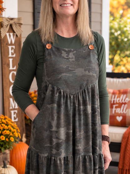 Green Camo Overall Dress