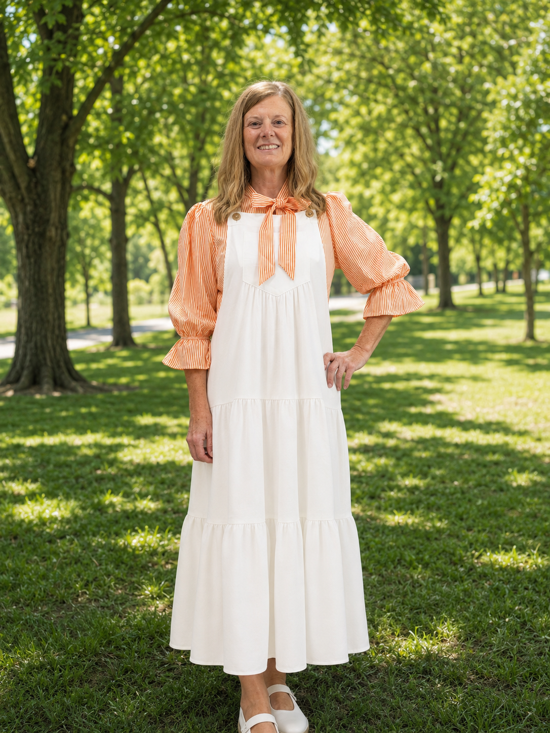 Olive-Overall Jumper Dress-Ivory