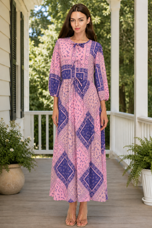 Crystal Pink & Purple Patchwork Dress