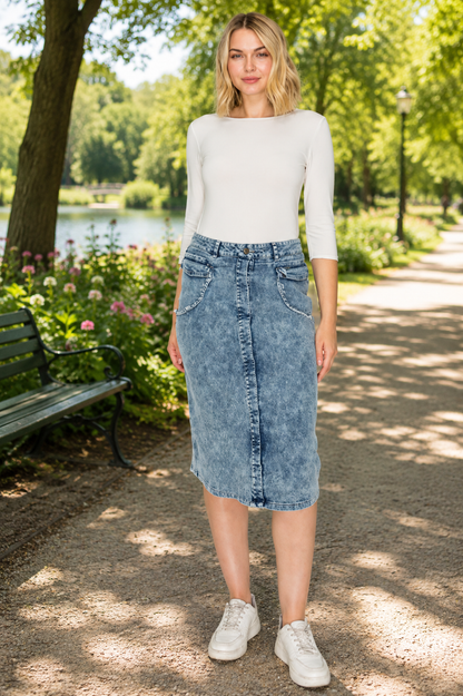 Stonewashed Denim Skirt