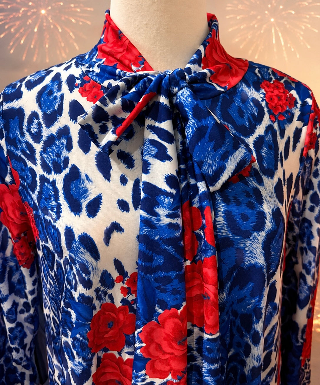 Betsy-Royal Blue & Red Rose Dress