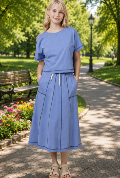 Ella-Skirt Set-Blue