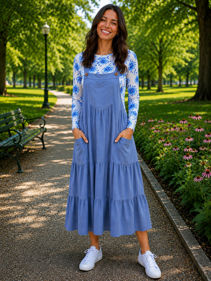 Olive-Overall Jumper Dress