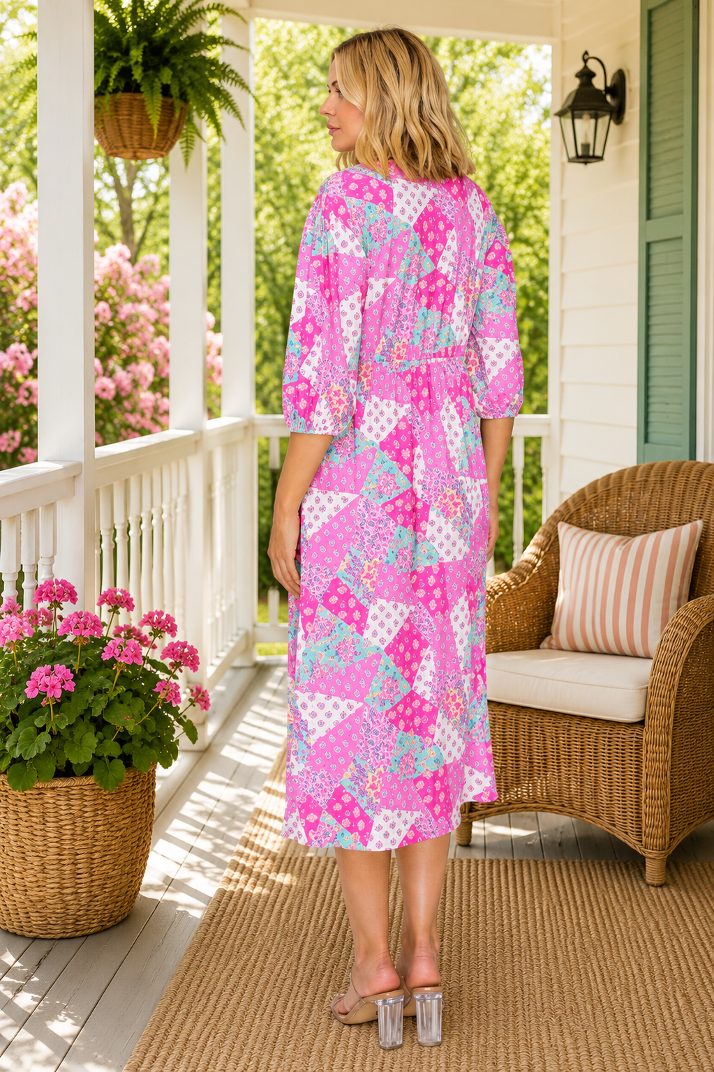 Callie-Pink Patchwork Dress