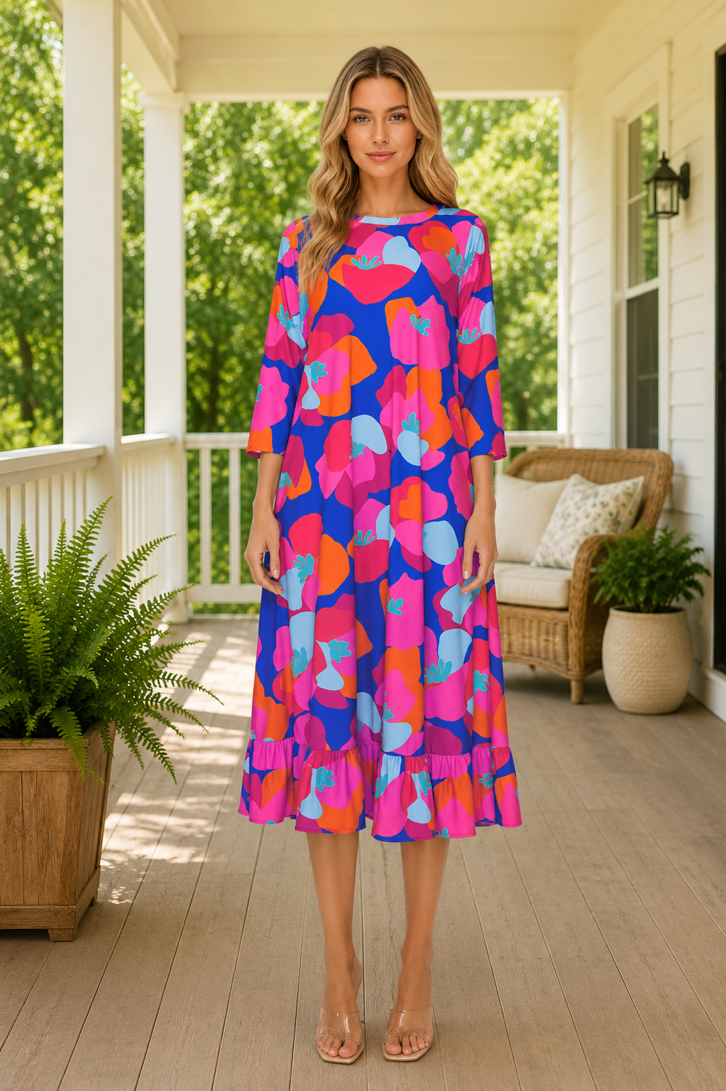 Trish Royal Blue Bright Floral Dress