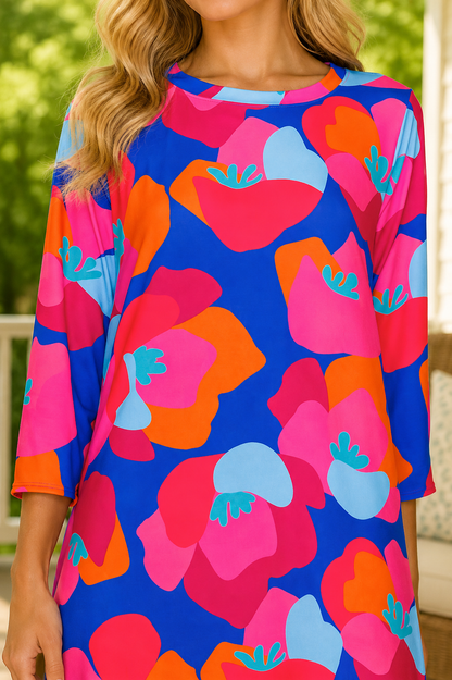 Trish Royal Blue Bright Floral Dress