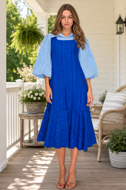 Royal Blue Texture Jumper Dress