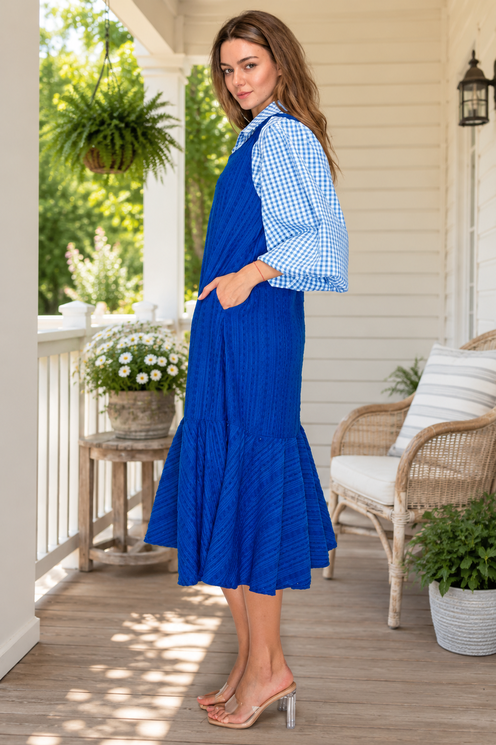 Royal Blue Texture Jumper Dress