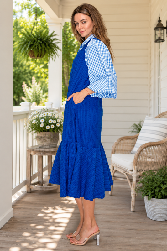 Royal Blue Texture Jumper Dress