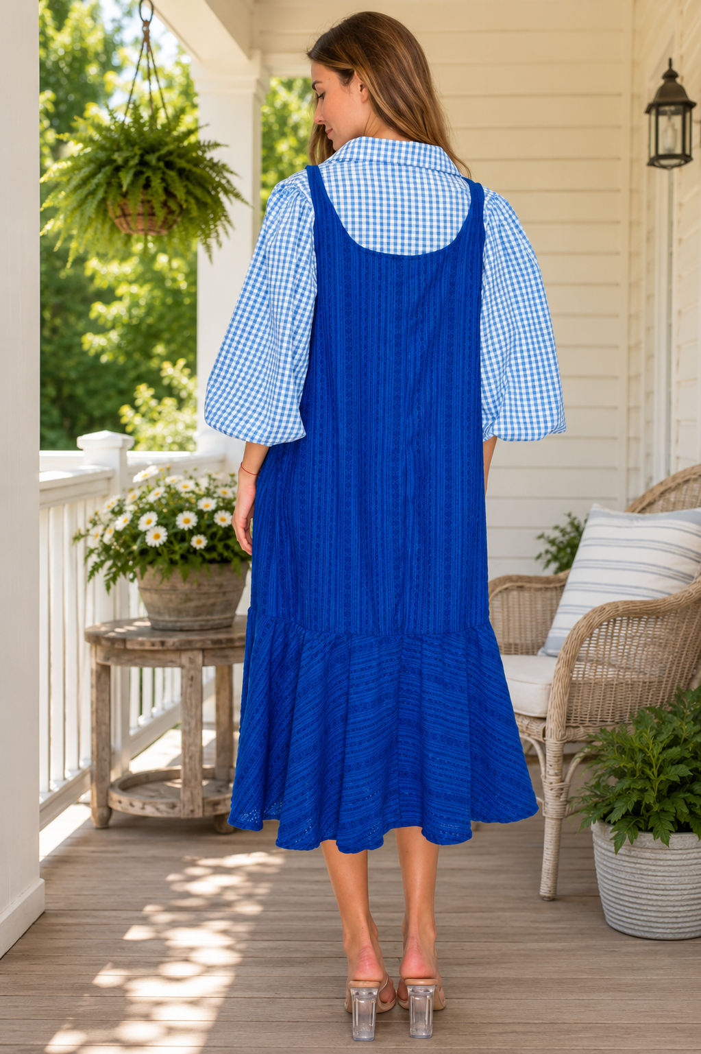 Royal Blue Texture Jumper Dress