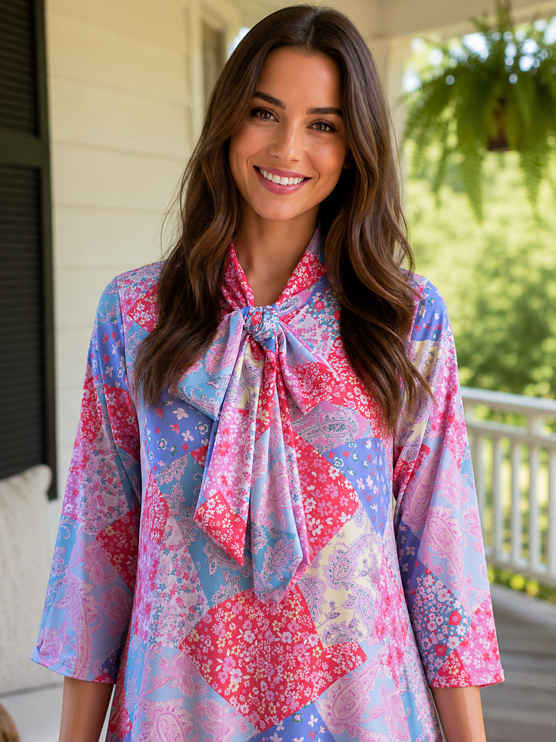 Kimber Patchwork Bow Tie Dress