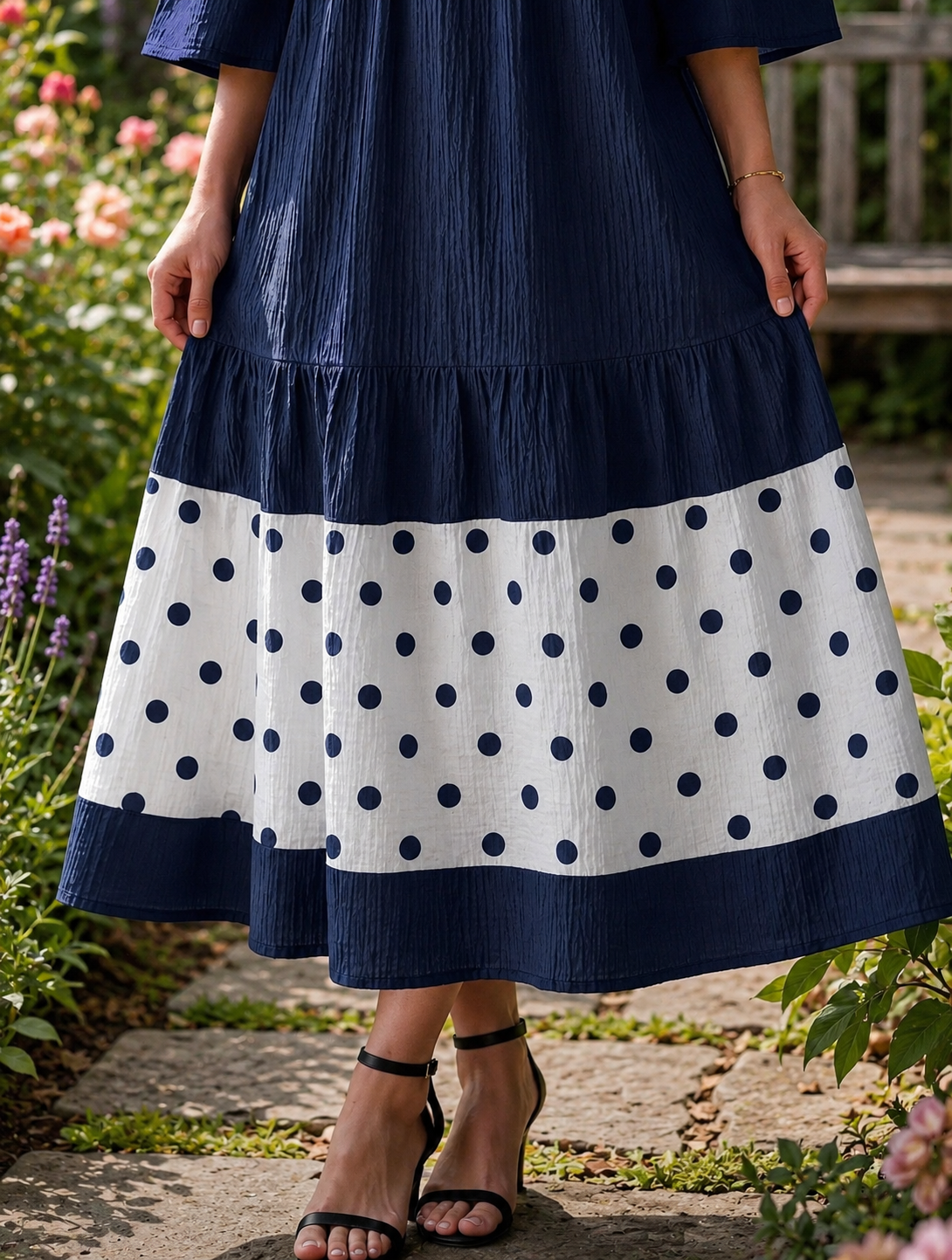 Keeley Navy Polka Dot Dress￼