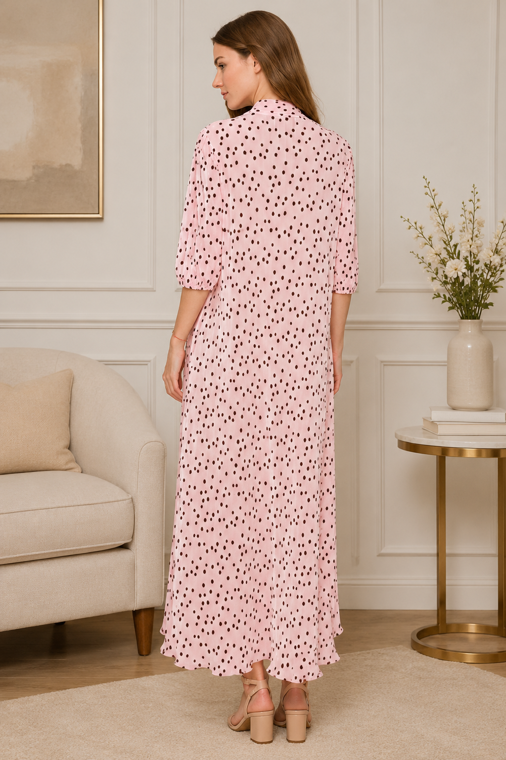 Pink Polka Dot Bodre Dress