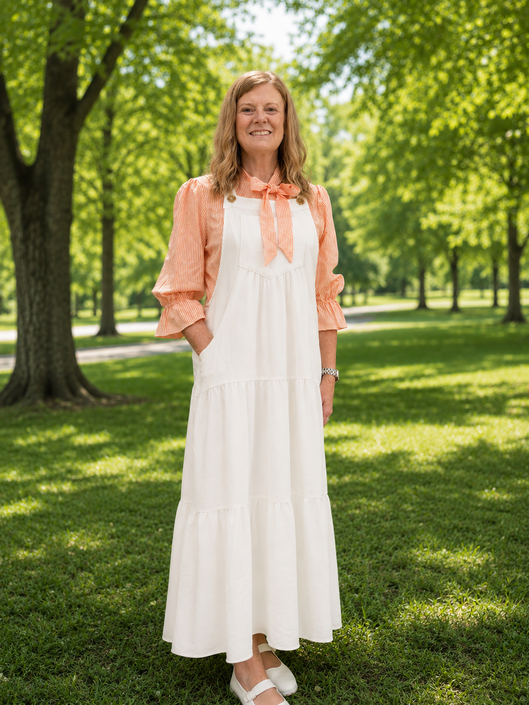 Bow Tie Top-Peach Stripes