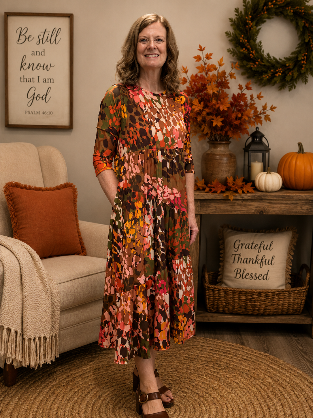 Addy-Midi Fall Muti Color Dress