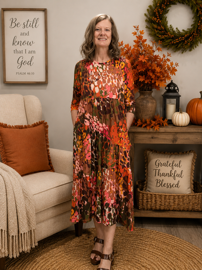 Addy-Midi Fall Muti Color Dress