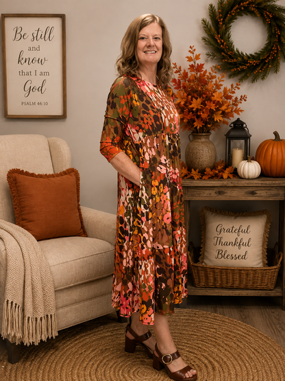 Addy-Midi Fall Muti Color Dress