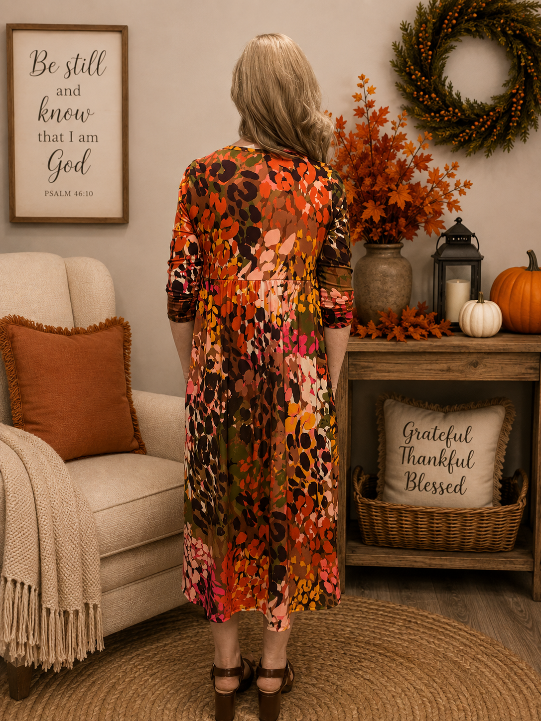 Addy-Midi Fall Muti Color Dress