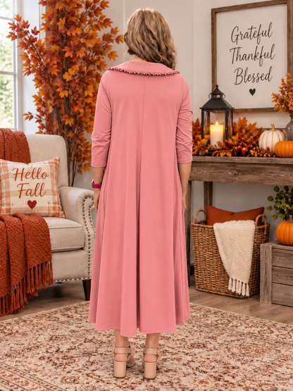 Deanna Peter Pan Collar Dress-Marsala