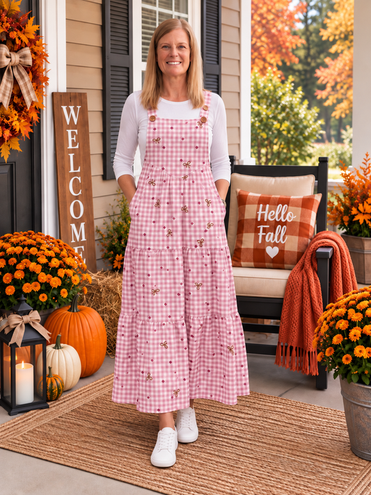 Pink Gingham Overall Dress