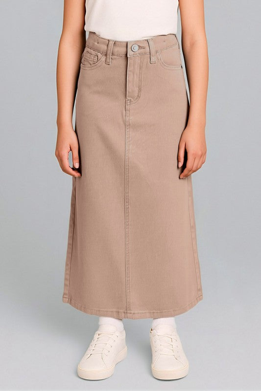 Kids Long Khaki Skirt