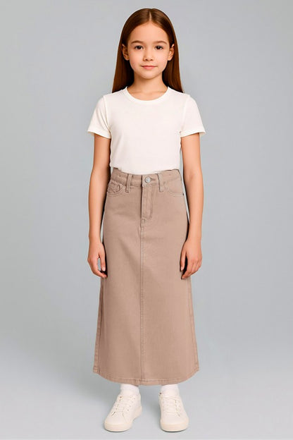 Kids Long Khaki Skirt