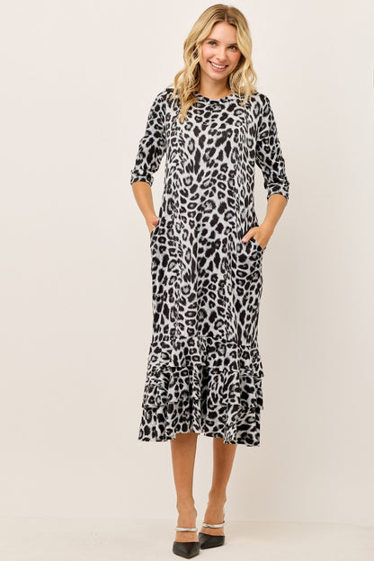 Leopard Ruffle Dress-2 colors