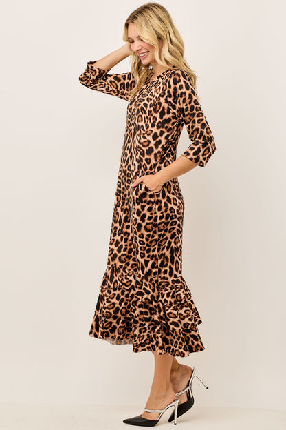 Leopard Ruffle Dress-2 colors