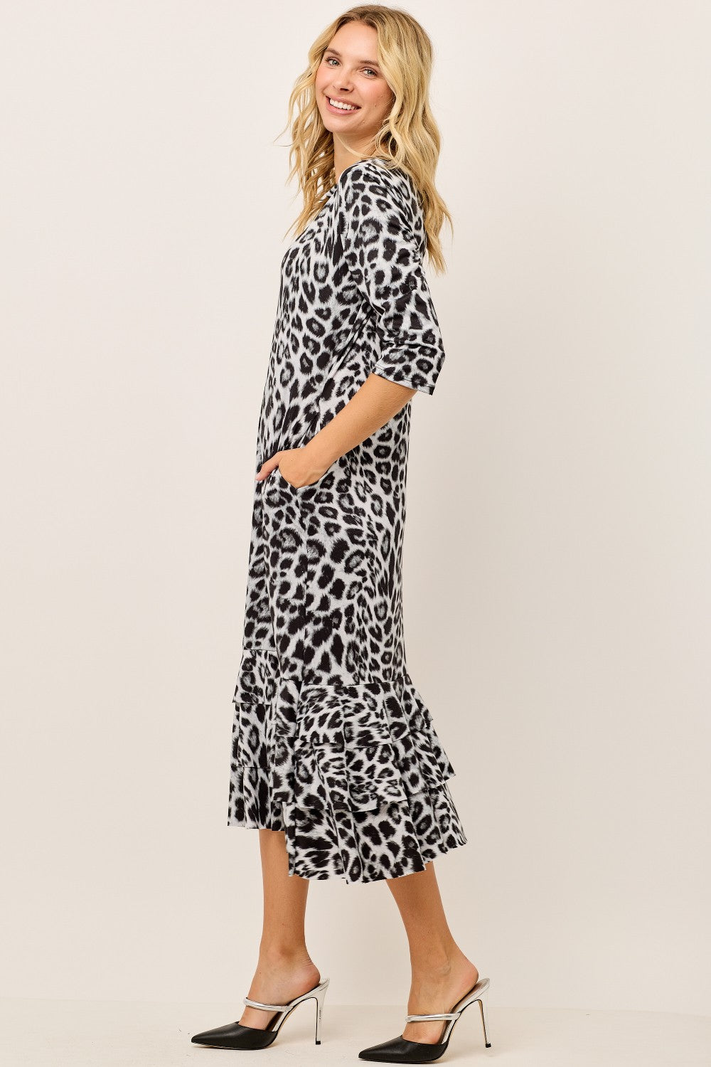 Leopard Ruffle Dress-2 colors