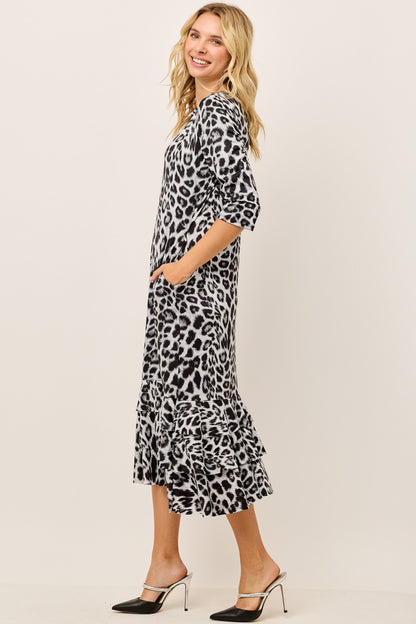 Leopard Ruffle Dress-2 colors