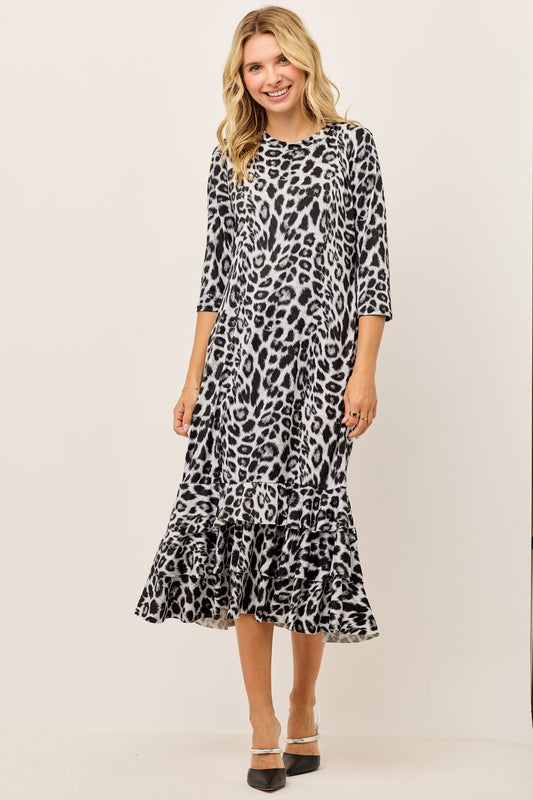 Leopard Ruffle Dress-2 colors