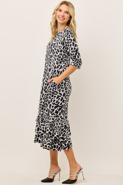 Leopard Ruffle Dress-2 colors