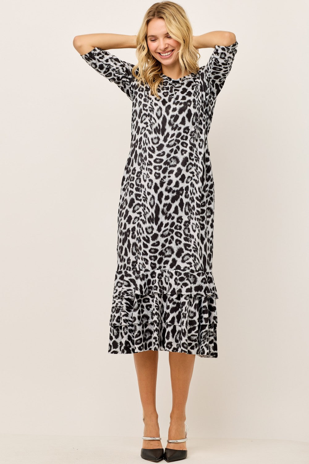Leopard Ruffle Dress-2 colors