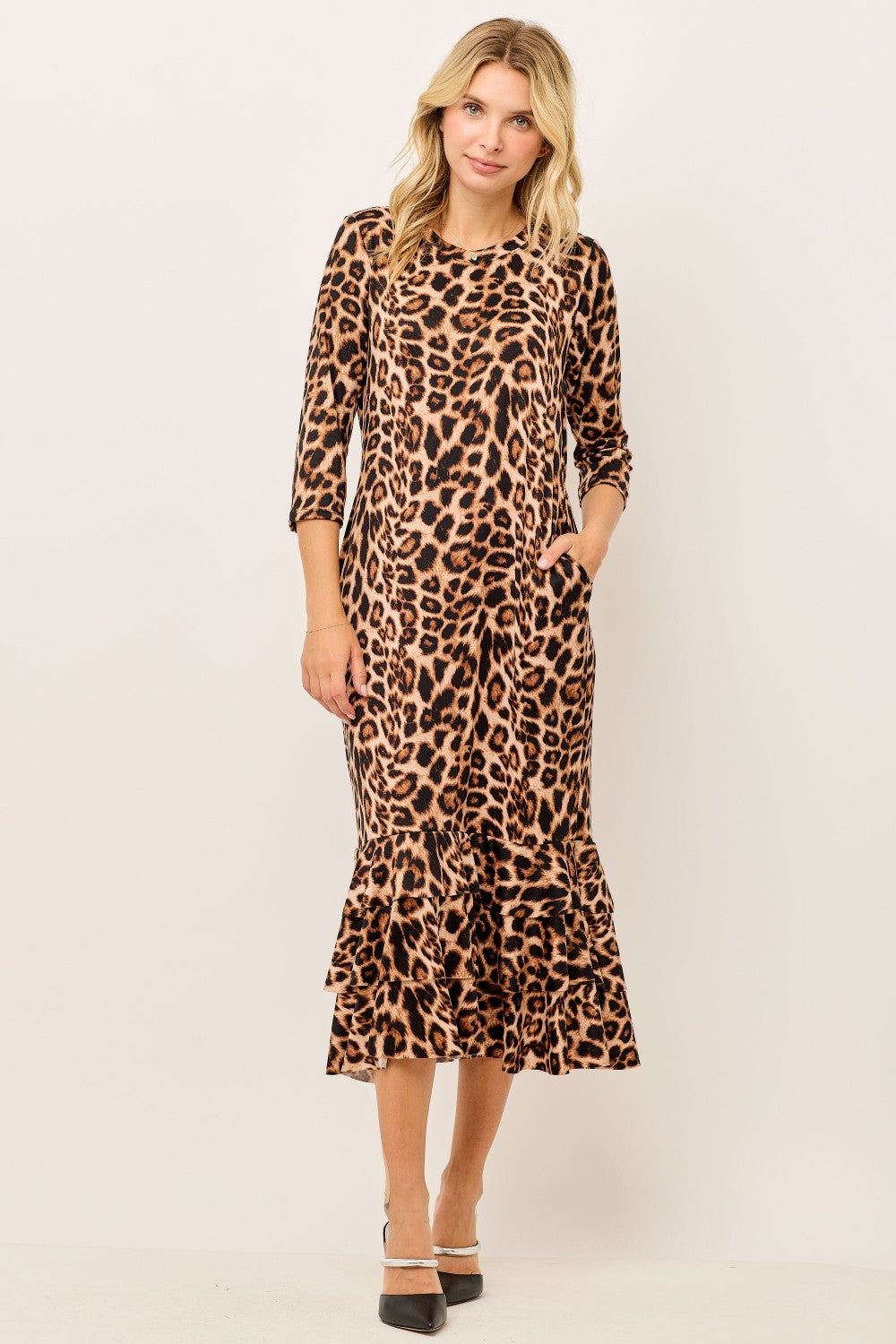 Leopard Ruffle Dress-2 colors